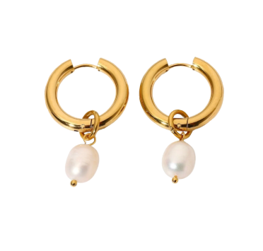 Cora Single Pearl Non-Tarnish Earrings