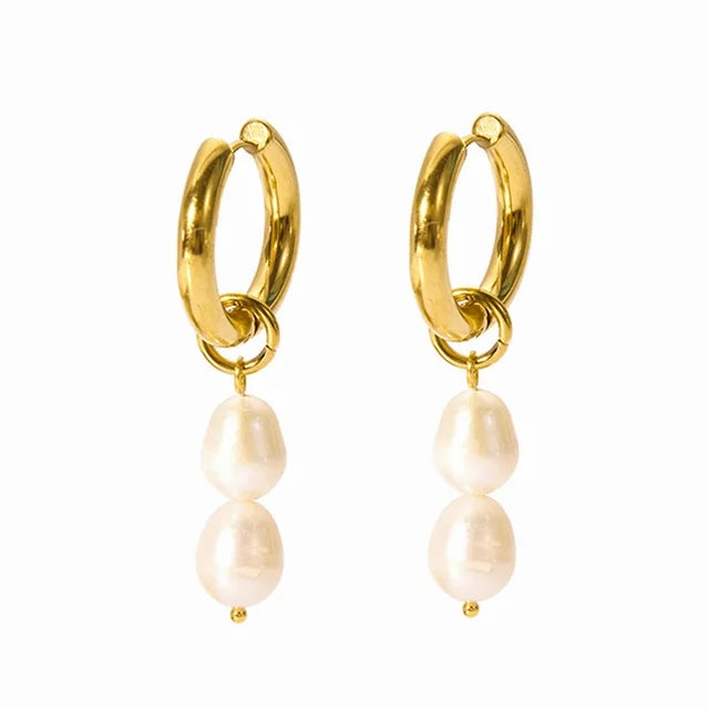 Cora Double Pearl Non-Tarnish Earrings