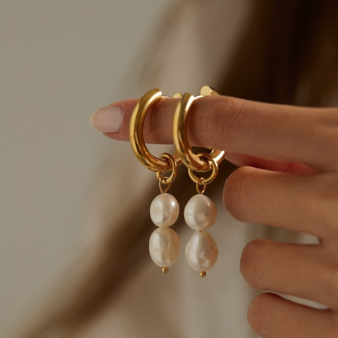 Cora Double Pearl Non-Tarnish Earrings
