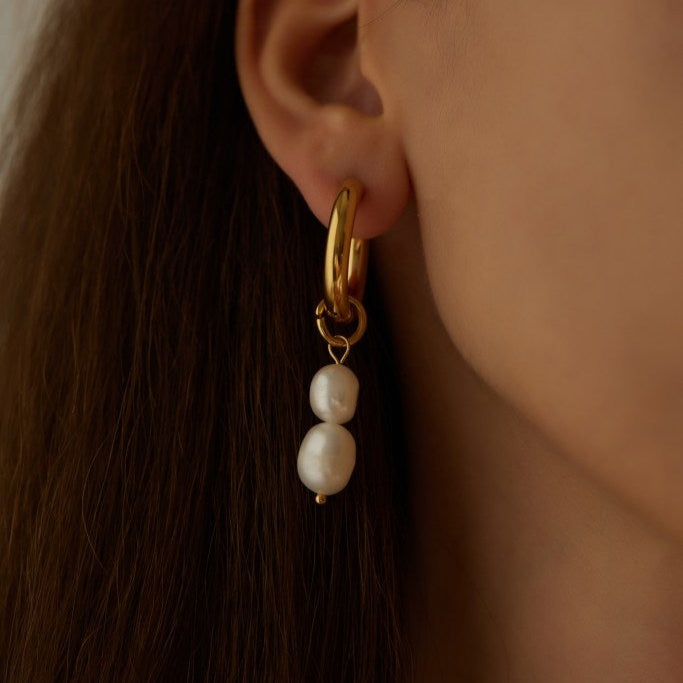 Cora Double Pearl Non-Tarnish Earrings