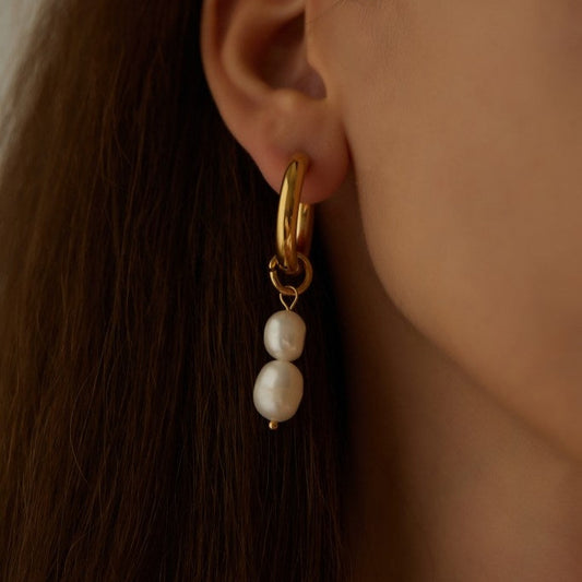 Cora Double Pearl Non-Tarnish Earrings